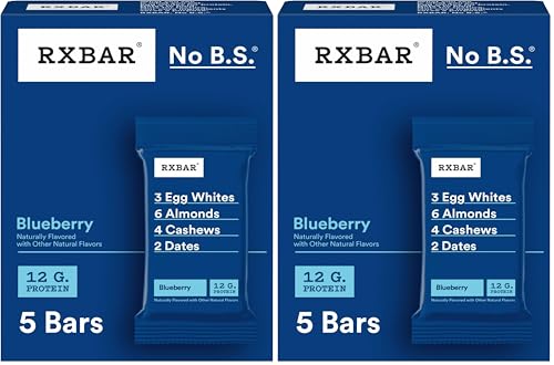 RXBAR Protein Bars, Protein Snack, Snack Bars, Blueberry, 9.1oz Box (5 Bars) (Pack of 2)