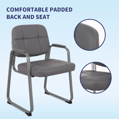 Image of CLATINA Classic Reception Chair with Padded Armrests and Sled Base, Ergonomic Guest Chair for Office Conference Waiting Meeting Room, Grey (8 Pack)