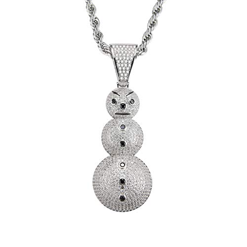 Moca Jewelry Hip Hop Angry Snow man Pendant Iced Out Bling Chain 18K Gold Plated Necklace for Men Women