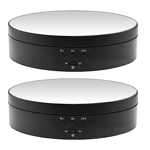 2X La Vetrina Rotante Specchiata Motorizzata Un 360 Gradi del Banco di Mostra per I Gioielli di Manifestazione Prende Il Supporto del Contesto della Foto