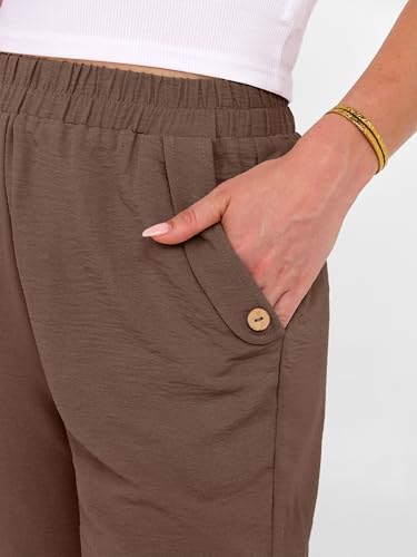 Image of ANRABESS Womens Wide Leg Capri Pants Elastic Waist Casual Loose Lounge Trousers 2026 Summer Flowy Beach Vacation Clothes