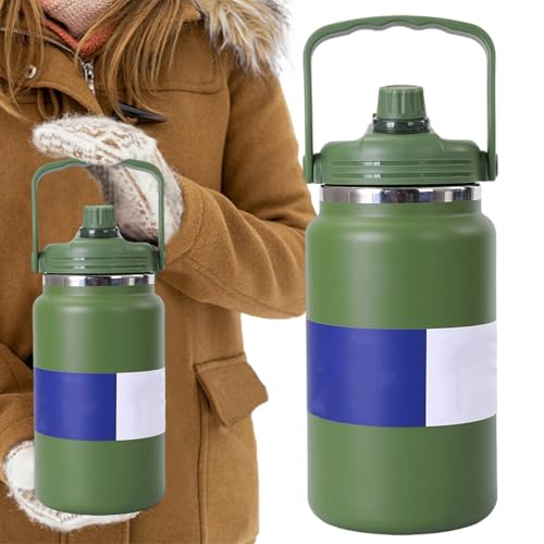 Botellas de agua aisladas – 1320 g de acero inoxidable para viajes, 4 l, a prueba de fugas, botella aislada de 4000 ml para camping, gimnasio, deportes, playa, viajes, ciclismo, senderismo, playa