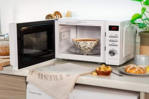 Russell Hobbs RHM2079A 20 L 800 W White Digital Solo Microwave with 5 Power Levels, Automatic Defrost, 8 Auto Cook Menus, Clock & Timer, Easy Clean
