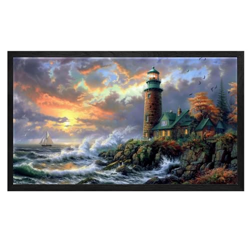 BOHU ARTS New Horizon Canvas Art Vintage Landscape Wall Art[Black Floating Frame Added]