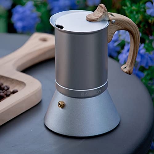 Elinrat Cafetera eléctrica | Perillas exteriores de madera resistentes al calor de acero inoxidable para máquina lavable… - Imagen 3