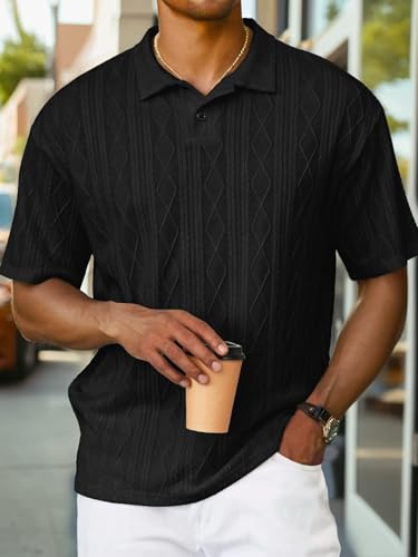 Sailwind Men's Short Sleeve Texture Polo Shirts Casual Summer Classic Collared Golf Shirt2