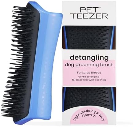 Detangling Dog Brush for Long Hair Breeds, Large, Blue & Grey