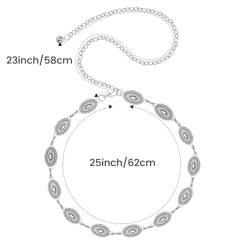 Adjustable Concho Belt for Women Metal Chain Belt Cowgirl Premium Belly Belt for Concerts, Festivals, Cosplay, Daily Wear2