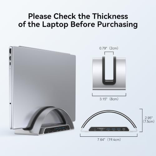 TobenONE Laptop Docking Station Dual Monitor 4K, Vertical Dock with 2 HDMI - 5