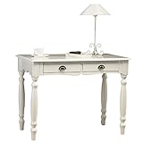 Glissières métal ACTUAL DIFFUSION Windsor Table Blanche à écrire Charme, Pin, Blanc, 53,3x100x74,7 cm