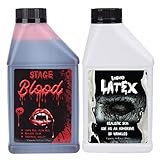 Halloween Liquid Latex Vampire Blood Bottle 16 oz Fake Blood and Liquid Latex Combo Kit for...