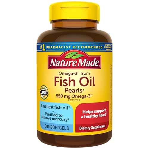 Nature Made Omega 3 Fish Oil Supplements 550mg Per Serving Fish Oil Omega 3 Supplements as Ethyl Esters for Healthy Heart Support 300 Softgels 100 Day Supply