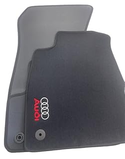 ASC Tappetini Auto Compatibili con Audi A4 B9 Berlina/Sportback 2015-2024, Velluto Grigio Scuro, Formato Originale, 2 Loghi Ricamati