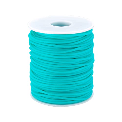 Pandahall 54.68 Yards/Roll 2mm Hollow Pipe Tubuing Rubber Cord with 1mm Hole Solid Rubber Tube Cord with Plasic Spool (MediumTurquoise)