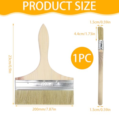 Flächenstreicher, 200mm Lasurpinsel Holz Außen, Ölpinsel Holz, Flachpinsel, Lackpinsel, Pinsel Breit, für Öl, Lacke, Lasur, Beizen, Acryl, Kreidefarbe, Perfekt für Große Flächen (200mm)