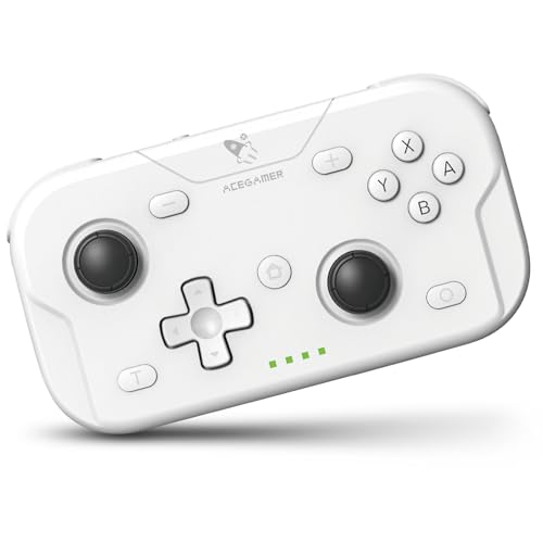 AceGamer Pocket Controller, Manette sans Fil pour Switch 2/Switch/PC/iOS/Android, Mini Manette de Jeu avec Turbo/capteur gyroscopique 6 Axes/réveil par Bouton Unique（Blanc）