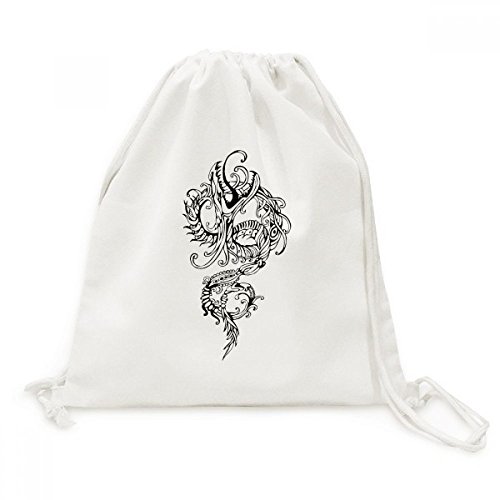 Dragon chinois culture art imprimé sur toile drawstring backpack pour voyage