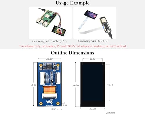 Image of 1.9inch Touch LCD Display Module, Micro LCD Display, 172x320 Resolution, IPS, SPI and I2C Communication, 262K Display Color, Compatible with Raspberry Pi, ESP32S3, Pico, etc.