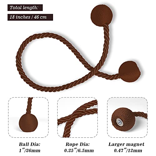 image for Hion Magnetic Curtain Tiebacks Dark Brown 6 Pack, Curtain Tiebacks Buc