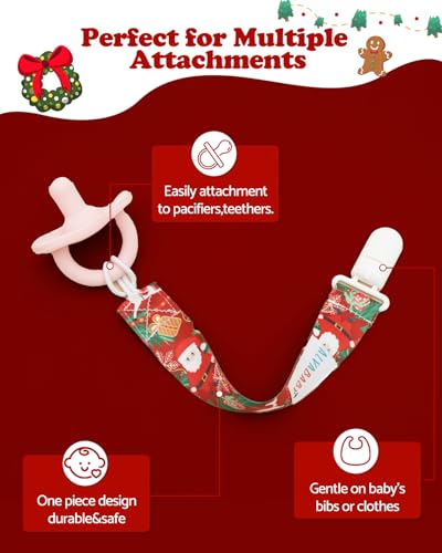 Image of ALVABABY Christmas Paci Clips for Neutral 8 Pack Binky Paci Holder Leashes for Teethers 8DBP03A