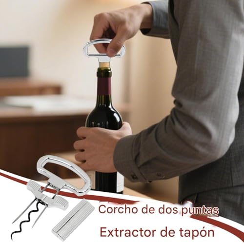 Sacacorchos de doble uña para extraer corchos difíciles sin romperlos 3