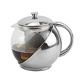  Tetera de cristal con filtro de té integrado de 900mlTetera de cristal resistente al calor, tetera de cristal