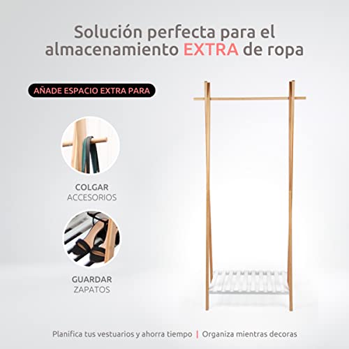 Ropero de Bambú Compactor Perchero de Pie Burro Ropa Natural XL 6