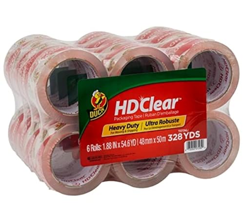 Image of Duck HD Clear Packing Tape Refills - 24 Rolls of Heavy Duty Shipping and Moving Packing Tape - Clear Strong Packaging Tape for Boxes, Packing and Moving Supplies - 1.88 In. x 54.6 Yards (393730)