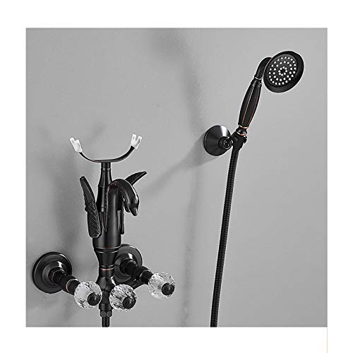 Mélangeur baignoire noir mat robinet mural laiton avec pommeau douche