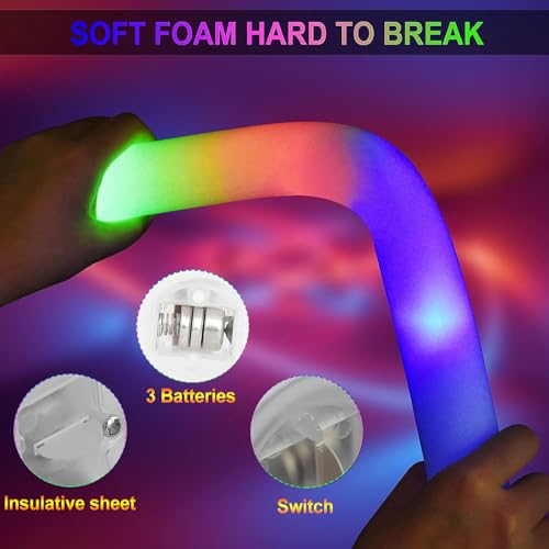 image for LifBetter Light Up Glow Sticks Bulk, LED Foam Sticks in The Dark with 