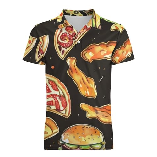 Boys' Classic Polo Shirts Short Sleeve Moisture-Wicking Golf & Tennis Shirts for Youth Teens Hamburgers Pizza French Fries4