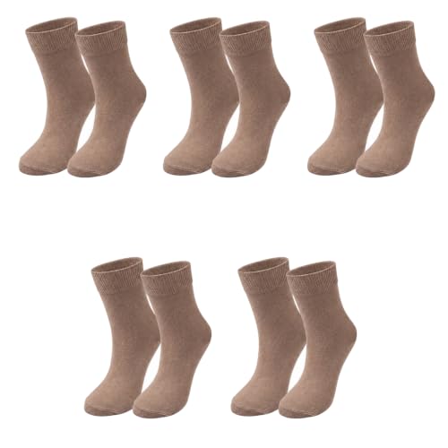 tittimitti 98% Organic Cotton Children Kids Boy's Girl's Socks (5-pack) (US, Age, 9 Years, 10 Years, Beige)