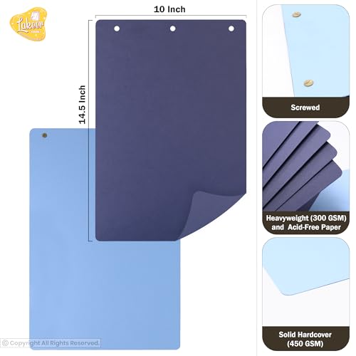Image of Lakeer 14.5 x 10 Inch DIY Scrapbook-Photo Album | 15 Sheets (30 Pages)-300 GSM Thick | For Photo Album, DIY Craft, Scrapbooking Activity, Sketching (Navy Blue)