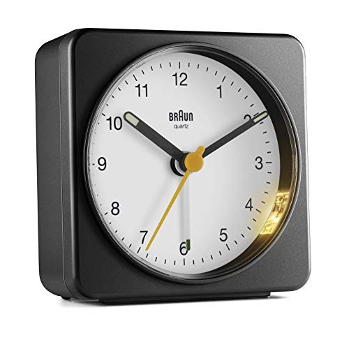 Braun Classic Analogue Alarm Clock With Snooze And Light, Quiet Quartz Sweeping Movement, Crescendo Beep Alarm In Black And White, Model Bc03Bw. #TOP4