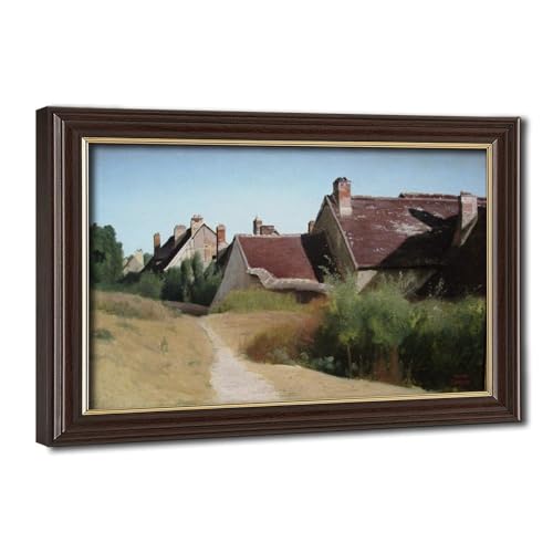 Impression sur toile Houses Near Orleans Corot cadre suspendu 20x30