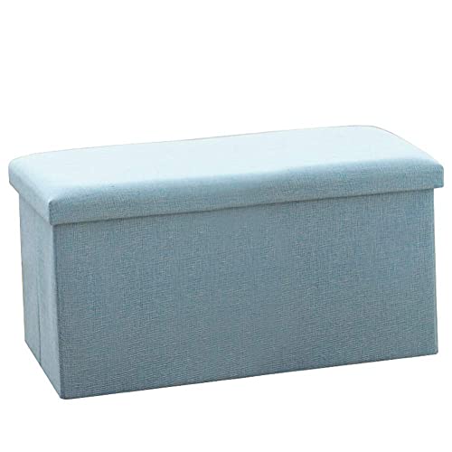 Pouf de rangement cube pliable repose-pieds bleu 76cm