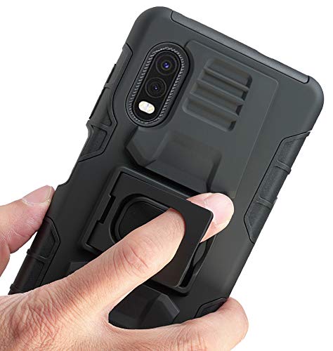 Case and Clip for Galaxy XCover Pro, Nakedcellphone [Black] Rugged Ring Grip Cover with Stand [Built-in Mounting Plate] and [Belt Hip Holster] for Samsung Galaxy XCover Pro Phone (SM-G715) - Thumbnail 4