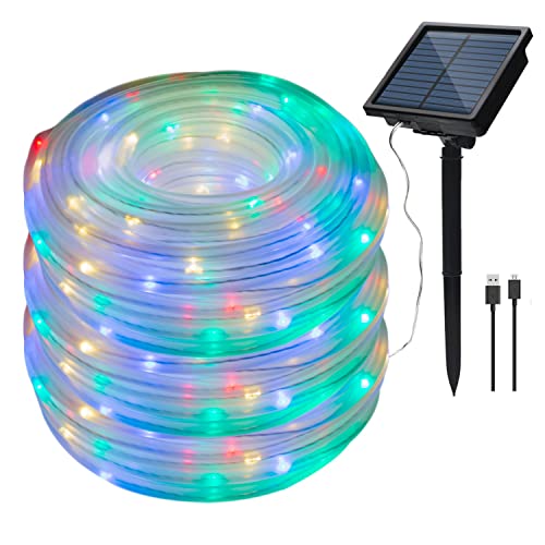 IMAGE 8 lägen solrep lampor utomhus ljusslingor 20 m vattentät 200 LED för inomhus utomhus trädgård fest uteplats gräsmatta dekor (färgglad)