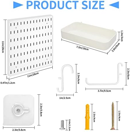 VASZOLA 57Pcs Garage Storage, 28x28cm Pegboard Wall Organizer, Plastic Pegboard with Hooks, Garage Storage Bins, Utility Tool Board, Panel Tool Organizer