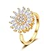 KONPJE Fidget Ring Sunflower Ring for Women Gold Anxiety Crystal Rings Cubic Zirconia Sunflower Spinning Ring Open Adjustable Fidget Sun Rings for Men Trendy Jewelry
