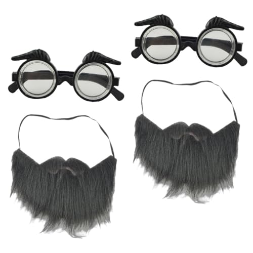 GAROZATION Cosplay Party Glasses Fake Beard Ornament Male and Female Adult Children's Decorative Mustache Accessory Black