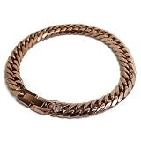 [silver KYASYA]ステンレス 定番 ダブル喜平ブレスレット 幅13mm 太め チェーン メンズ 6面カット ピンク 19cm 21cm ごつめ 王道 中折れ式 存在感 男性 金属アレルギー対応(22cm)