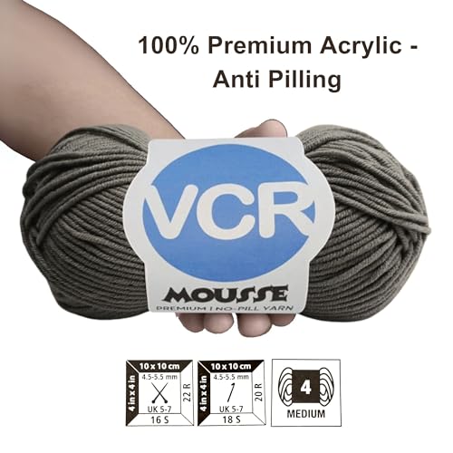 Image of VCR 4ply Dark Grey Yarn, 100 Grams Hank, 190 Meters Length, Acrylic Ball for Crochet and Knitting, Soft Crosia Threads, Pack of 1 Yarn, Suitable for DIY Crafts