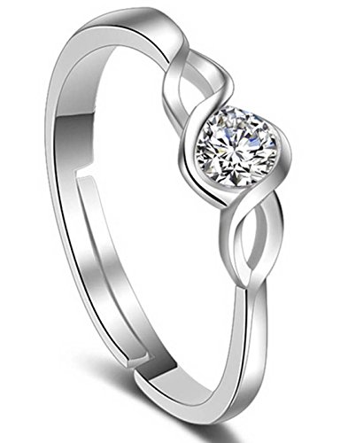 Karatcart Valentine's Day Gift Hamper Alloy Crystal Ring for Women with Red Rose Gift Box(Silver) - Image 2