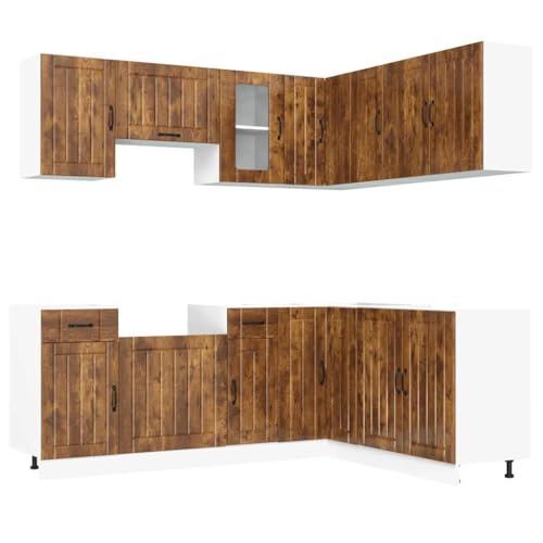 YuuSsea Lucca 11-Piece Kitchen Cabinet Set - Smoked Oak Wood Material with Ample Storage Space, Adjustable Feet, and Easy Maintenance for Kitchen Furniture - Image 4