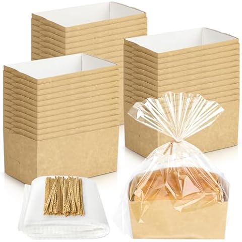 Ocmoiy 50 Sets Disposable Paper Loaf Pans Cover