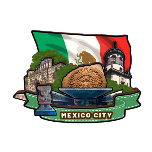 Mexico City Mexico Fridge Magnet Wooden Collection 3D Wood Handmade Travel City Souvenirs Refrigerator Magnet Home Decoration Gift -4 #TOP12