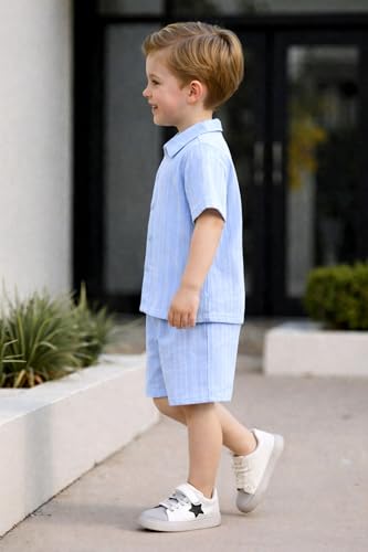 Image of Fashion Dream Boys Cotton Blend Solid Co-ord Set|Boys Co-ord Set|Boy's Clothing Set|Boy's 2 Piece Set|Clothing Set|Boys Shirt and Short Set|Co-ords