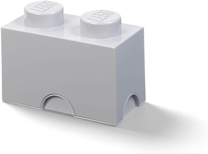 Room Copenhagen Lego Brick 2 Knobs, Stackable Storage Box, 2.6 l, Medium Stone Grey, one Size