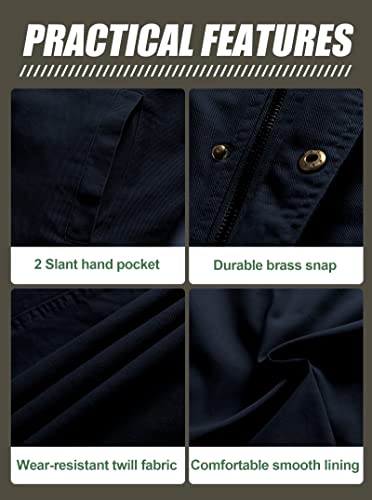 Pursky Men'S Cotton Military Jacket Lightweight Casual Field Army Outerwear Spring Fall Coat With Detachable Hood Navy Xl thumb #4